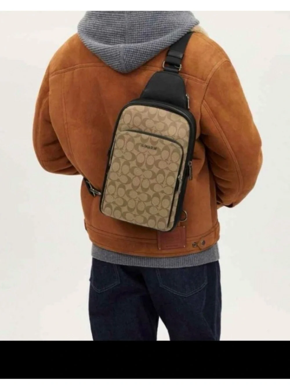 Coach Men's Ethan Sling Brown Signature  Canvas Leather Backpack Travel Bag NWOT